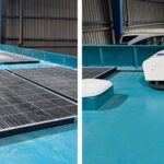 Panneaux solaires sur toit de camion et unité de radiateur